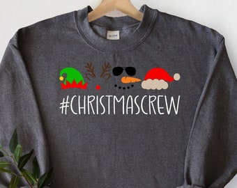 Felpa Christmas Crew, Felpe di Natale per la famiglia, Felpa con cappuccio Christmas Crew, Camicie per feste natalizie, Maglione di Babbo Natale, Camicie di Natale