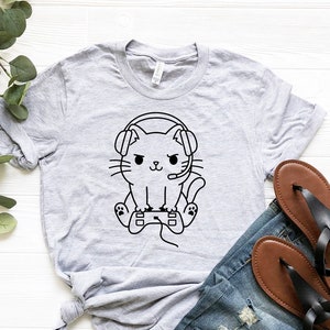 Gamer Cat Shirt, Video Game Shirt, Gamer T-Shirt, Funny Cat Shirt, Cute Cat Tee, Gamer Gift, Gaming Shirt, Gamer Dad Birthday Shirt