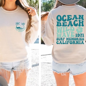 Ocean Beach Wild Wave Surf Memories California Sweatshirt, Surf Memories Sweater, Ocean Beach Hoodie, Surfer Gift Sweater, Mens Hawaiian Tee