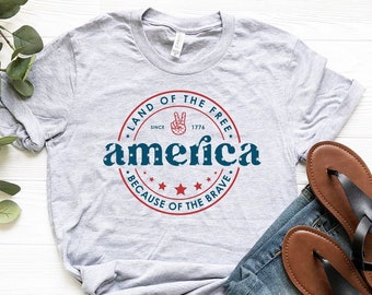 Land Of The Free Vanwege de Brave America Shirt, Sinds 1776 Shirt, Fourth Of July T-Shirt, 4 juli Shirt, Patriottisch Shirt, Freedom T-shirt