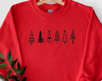 Sudadera de árboles de Navidad, camisas de Navidad para mujeres, suéter de Navidad, sudadera de regalo de Navidad, sudadera de vacaciones, camiseta de árbol de Navidad