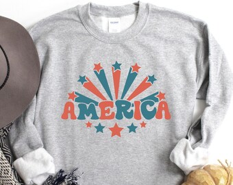 Sudadera de América, suéter americano, sudadera con capucha del 4 de julio, sudadera del 4 de julio, suéter patriótico, sudadera con capucha de América, regalo de camisas americanas
