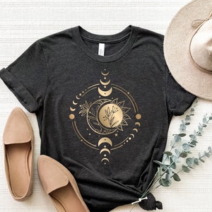 Mystic Moon And Sun Shirt, Mystical Moon Phase Shirt, Moon Phase T-Shirt, Boho Vintage Moon Shirt, Celestial Moon Shirt, Spiritual T-Shirt