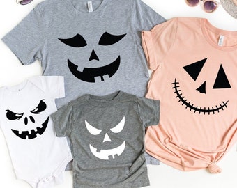Camisa de Halloween, Camisa de cara de calabaza de Halloween, Camiseta de cara de calabaza, Camisa de calabaza de Halloween, Camiseta familiar de fiesta de Halloween, Truco o trato