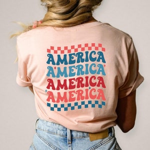 Retro America Shirt, Groovy America Back T-Shirt, America Tee, Cute American Shirt, 4th Of July Shirts, Patriotic Shirt, USA Shirt, Usa Tee