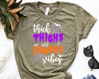 Chemise Thick Thighs Spooky Vibes, Chemise Drôle d’Halloween, T-Shirt d’Halloween, Tee d’Halloween 2022, Chemise Vibes de saison effrayante, Chemise de nuit effrayante