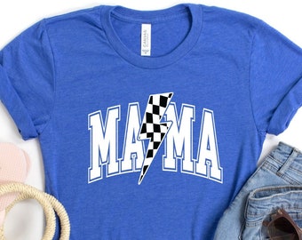 Mama Lightning Bolt Shirt, Mama Varsity Shirt, Checkered Mama Shirt, Mother's Day Gift, Lightning Bolt Mama Tee, Cool Mama Shirt, Mom Gifts
