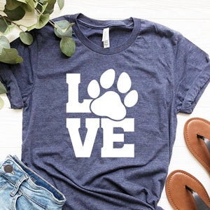 Love Dog Paw Shirt, Dog T-Shirt, Paw Love Tee, Dog Mom Dog Dad Unisex TShirt, Love Dog Paw Gift
