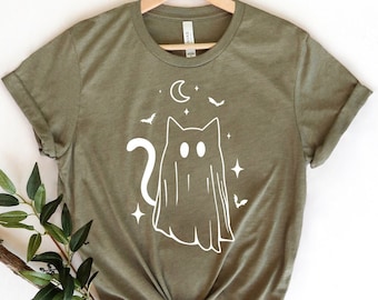 Ghost Cat Halloween Shirt, Ghost Cat T-Shirt, Funny Ghost Cat Tee, Cute Halloween Shirt, Funny Halloween Cat Lover Shirt, Spooky Cat Shirt