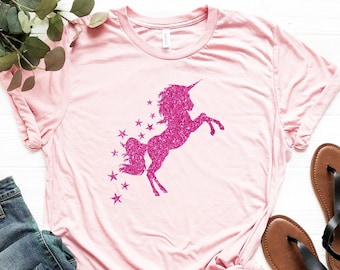Glitzer Einhorn Geburtstagsshirt, Einhorn Geburtstag Party T-Shirt, Einhorn T-Shirt, Zauberhaftes Einhorn Shirt, Mädchen Geburtstag Geschenk, Einhorn Liebhaber Shirt