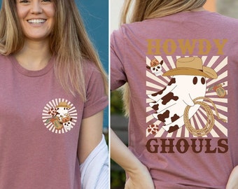 Howdy Ghouls Shirt, Howdy Ghost T-Shirt, Halloween Geist T-Shirt, niedliches Geist Shirt, lustiges Halloween Shirt, Western Halloween Shirt Cowgirl Tee