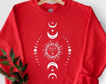 Sun And Moon Stars Sweatshirt, Celestial Sweatshirt, Moon Bohemian Hoodie, Boho Sun Moon Sweater, Mystical Sweatshirt, Spiritual Sweater