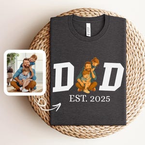 Custom Photo Shirt For Dad, Fathers Day Gifts, Custom Portrait Dad Shirt, Photo Art Dad Shirt, Outline Art Fathers Day Shirt, Dad Son Gifts