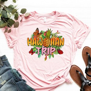Hawaiian Trip Shirt, Botanical Hawaii Shirt, Tropical T-Shirt, Pineapple Shirt, Hawaii Flowers T-Shirt, Aloha Beach Shirt, Hawaii Vacay Tee