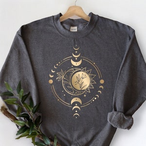 Mystic Moon and Sun Sweatshirt Mystical Moon Phase Sweater - Etsy