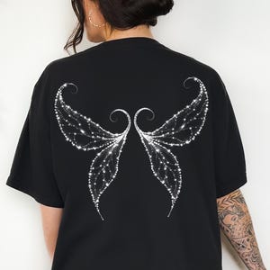 Shining Silver Angel Wings Shirt, Star Sparkle Wings T-Shirt, Inspirational Women Tee, Angel Mom Shirt, Gothic Wings Shirt, Angelic Shirts