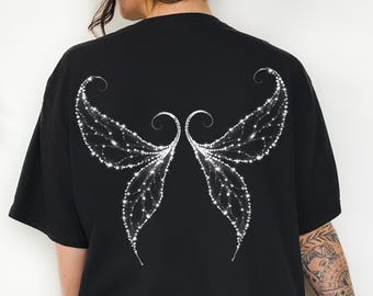 Camiseta con alas de ángel plateadas brillantes, camiseta con alas de estrella brillante, camiseta inspiradora para mujer, camiseta de ángel mamá, camiseta con alas góticas, camisetas angelicales