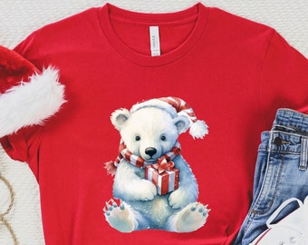Christmas Polar Bear Shirt, Christmas Bear T-Shirt, Cute Holiday Shirt, Funny Winter Christmas Shirts, Baby Bear Xmas Tee, Merry Bear Shirt