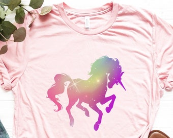 Einhorn Shirt, glänzendes Glitzer Einhorn Shirt, Einhorn Geburtstag T-Shirt, Einhorn Mädchen T-Shirt, süßes Einhorn Shirts, magisches Einhorn Party Shirt