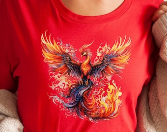 Phoenix Vogel Shirt, Feuervogel Shirt, Vogel Liebhaber Shirt, mythisches Vogel T-Shirt, mystischer Vogel Shirt, Feuervogel Shirt, himmlischer Vogel Shirt