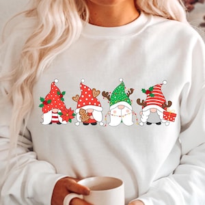 Christmas Gnomes Sweatshirt, Cute Gnome Sweater, Women Holiday Gift, Christmas Gnomes Tee, Christmas Gnomies Crewneck, Funny Christmas Tee