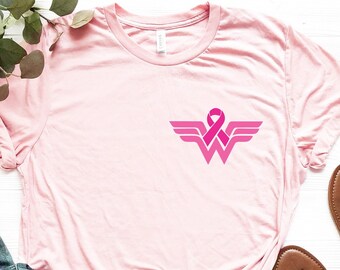 Cancer Ribbon Wonder Shirt, Cancer Survivor T-Shirt, Cancer Ribbon Shirt, Pink Ribbon Tee, Cancer Warrior Gifts Shirt, Breast Cancer Shirt