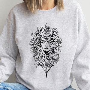Goddess Medusa Sweatshirt, Medusa Snake Face Sweater, Greek Mythology Medusa Hoodie, Witchy Woman Sweatshirt, Mystical Sweatshirt