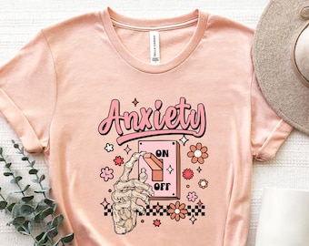 Ansiedad en la camisa del interruptor, ansiedad en la camiseta, camisas sociales divertidas de ansiedad, camisa de salud mental, regalo de camiseta de psicología, camisas introvertidas