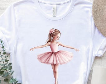 Girls Ballerina Shirt, Ballet Shirt, Cute Ballerina T-Shirt, Dancer Shirt, Dance Ballet T-Shirt, Ballerina Tee Gift, Dance Teacher T-Shirt