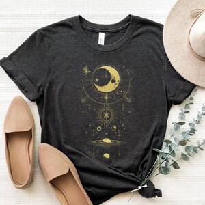 Shirt mystieke maan en zon, shirt hemelse gouden planeten maan, shirt mystieke maan, shirt astrologie, shirt spirituele maan, shirt maanliefhebber, shirt maanliefhebber