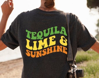Tequila Lime Sunshine Shirt, Tequila Lime Sunshine Summer T-Shirt, Summer Back Vibes Shirt, Funny Summer Retro Tee, Retro Beach Vibes Shirt