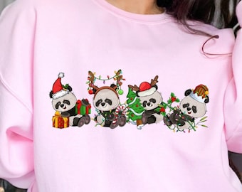 Christmas Panda Sweatshirt, Panda Christmas Sweater, Christmas Panda Lover Shirt Gift, Panda Lover Hoodie, Christmas Panda Shirt, Xmas Tee