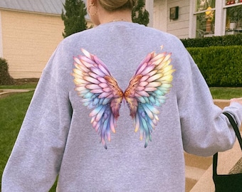 Fairy Angel Wings Sweatshirt, Magical Fantasy Wings Sweater, Colorful Wings Shirt, Angel Elf Wing Shirt, Gothic Wings Tee, Fantasy Wings Tee