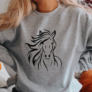 Horse Lover Sweatshirt, Horse Sweater, Horse Rider Hoodie, Horse Owner Shirt, Cute Horse Head Sweater, Equestrian Shirt, Horse Girl Farm Tee
