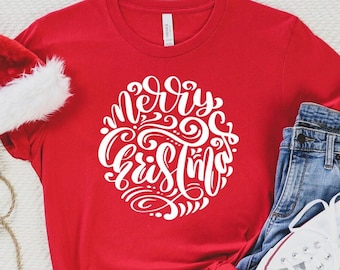 Camiseta de Feliz Navidad, Camiseta de Feliz Navidad, Regalo para Navidad, Camisa de Navidad, Camisa de Navidad, Camiseta de Navidad, Linda Camiseta de Feliz Navidad