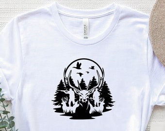 Deer Hunting Shirt, Deer Scene T-Shirt, Wildlife Shirt, Nature Scene T-Shirt, Hunting Tee, Wild Animal Hunter Shirt, Camping Shirt