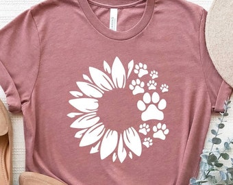 Camisa sunflower dog paw, camiseta dog paw, camisa sunflower, camisa amante de los animales, camiseta Puppy Paw, camiseta cat paw, camisa dog mom, camiseta floral
