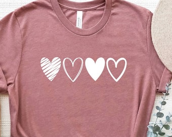 Heart Shirt, Valentine's Day T-Shirt, Love Heart Shirt, Cute Heart Shirt, Gift For Valentines Day, Double Heart T-Shirt, Women's Tee