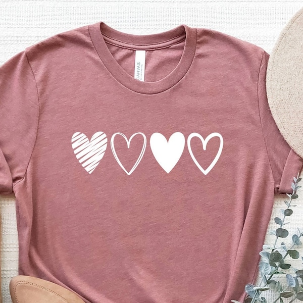 Heart Shirt, Valentine's Day T-Shirt, Love Heart Shirt, Cute Heart Shirt, Gift For Valentines Day, Double Heart T-Shirt, Women's Tee