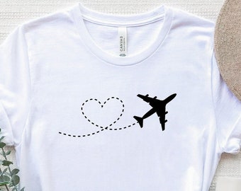 Airplane Heart Shirt, Airplane Love T-Shirt, Travel Lover Shirt, Vacation Mode T-Shirt, Flying Love Shirt, Airplane Tee, Pilot Shirt
