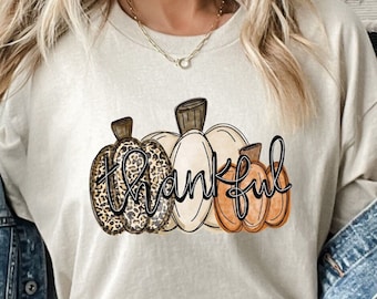 Thankful Pumpkins Shirt, Pumpkin Season T-Shirt, Funny Thanksgiving Shirt, Fall Pumpkin Tee, Autumn Shirt, Thanksgiving Tee, Grateful Shirt