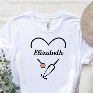 Personalized Nurse Stethoscope Shirt, Custom Nurse Name T-Shirt, Custom Doctor Name Shirt, Nurse Gift Shirt, Medical Tee, Nurse Role Shirt