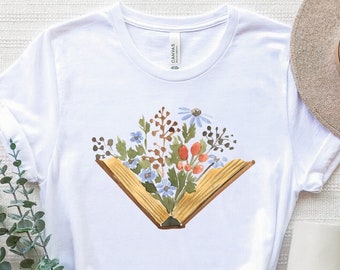 Wildflowers Book Shirt, Wildflowers Book Lover T-Shirt, Book Lovers Gift Woman, Floral Book Tee, Literature Shirt, Reading Library T-Shirt