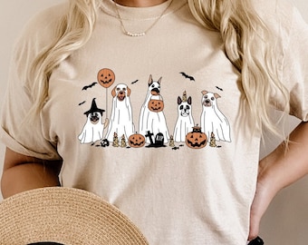 Halloween Cute Ghost Dog Shirt, Halloween Dogs Shirt, Ghost Dog Tee, Spooky Dogs Shirt, Pumpkin Fall Dogs Shirt, Halloween Dog T-Shirt