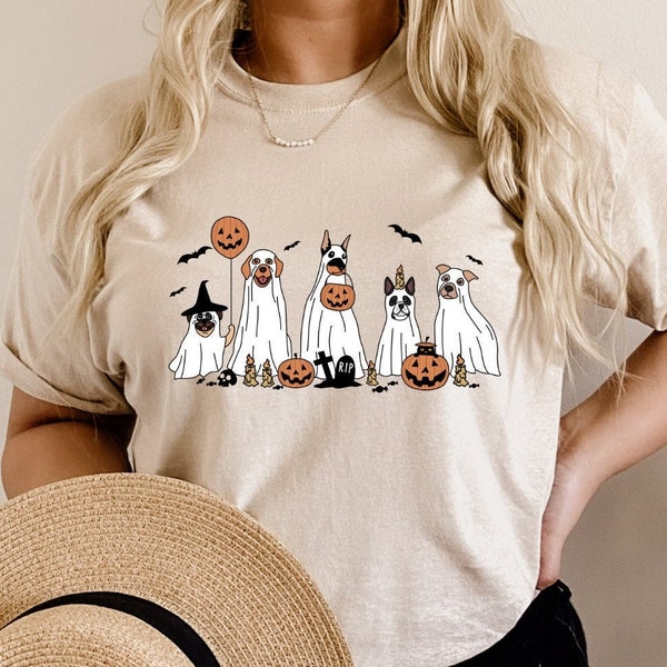 Halloween Cute Ghost Dog Shirt, Halloween Dogs Shirt, Ghost Dog Tee, Spooky Dogs Shirt, Pumpkin Fall Dogs Shirt, Halloween Dog T-Shirt