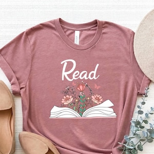 Lesen Blumen Buch Shirt, Lesebuch T-Shirt, Wildblumen Buch Shirt, Lesebuch T-Shirt, Lesezeit Shirt, Niedliches Bibliothekar Shirt, Lehrer Shirt
