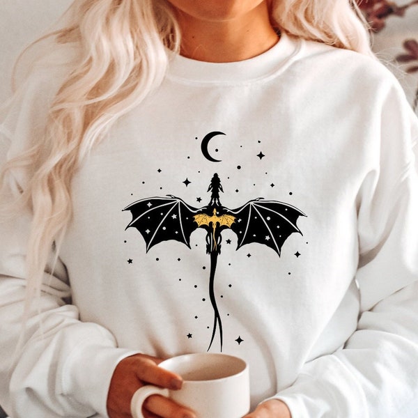 Halloween Scariest Bat Moon Sweatshirt, Moon Dragon Sweater, Crescent Moon Shirt,  Night Moon Hoodie, Mythical Fantasy Shirt, Gothic Shirts