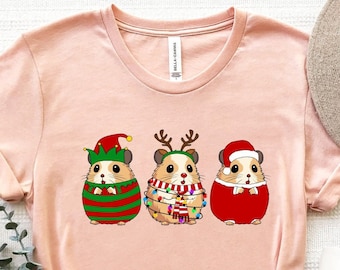 Hamsterjulskjorta, hamsterjulbelysnings-t-shirt, hamsterälskare-julskjorta, söta djurjulskjortor, rolig julskjorta