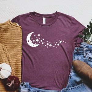 Moon And Stars Shirt, Cute Moon Stars T-Shirt, Starry Night Shirt, Funny Stars Shirt, Starry Tee, Celestial Shirt, Mystical Shirt, Boho Tee