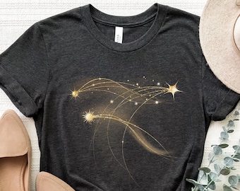 Blazing Stars Shirt, Comet Shirt, Mystical Comet Star Shirt, Magical Star T-Shirt, Crescent Space Lover Shirt, Astrology Shirt, Bohemian Tee